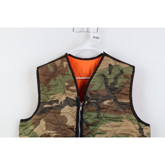 Vtg 70s Streetwear Mens Large Distressed Reversible Camouflage Vest Jacket USA - Picture 2 of 16